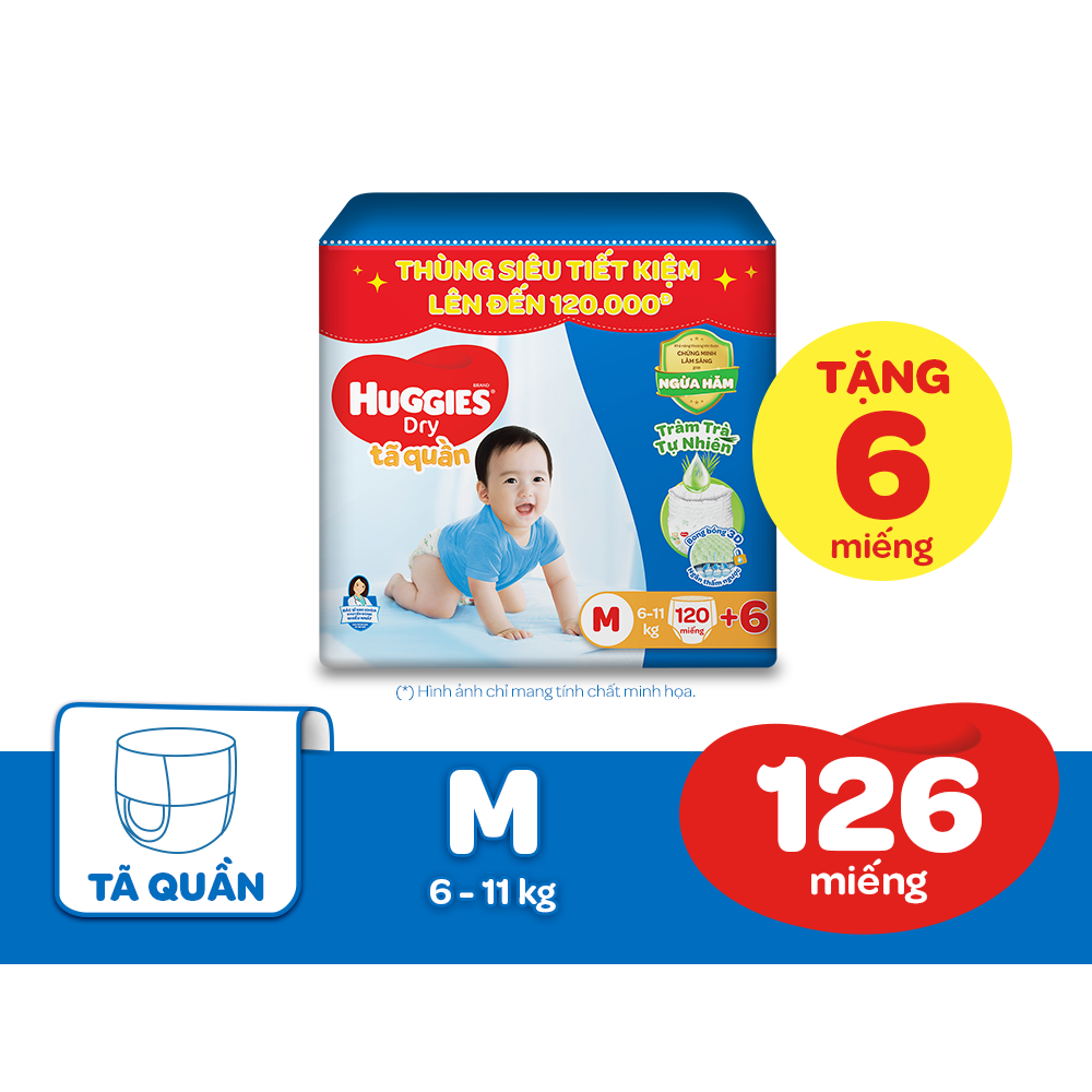 Tã quần Huggies Dry Tràm Trà Tự Nhiên MEGA JUMBO