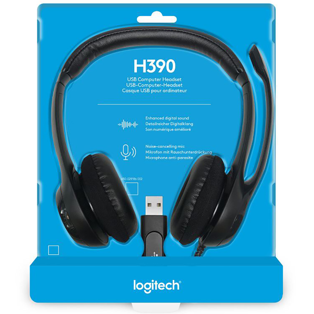 Tai nghe có dây Logitech H390 - Mic giảm ồn, màn loa to rõ, điều khiển trên dây, quai đeo và chụp tai có đệm, kết nối USB-A - Hàng chính hãng