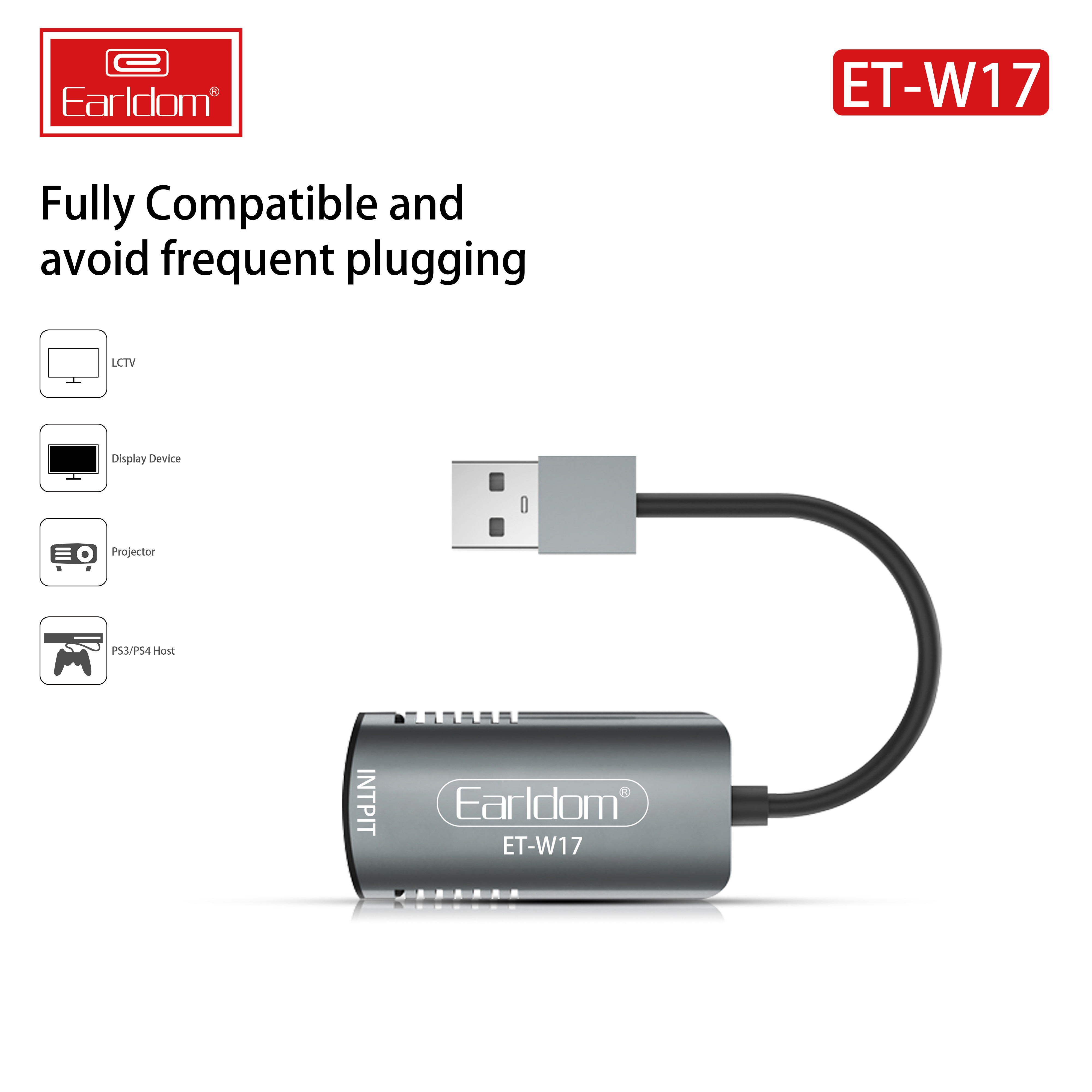 Cáp HDMI to USB 3.0 Video Capture Earldom ET-W17 - Hỗ Trợ Live Stream, Ghi Hình Từ Điện Thoại, Camera, PS4, XBOX - Hàng Chính Hãng