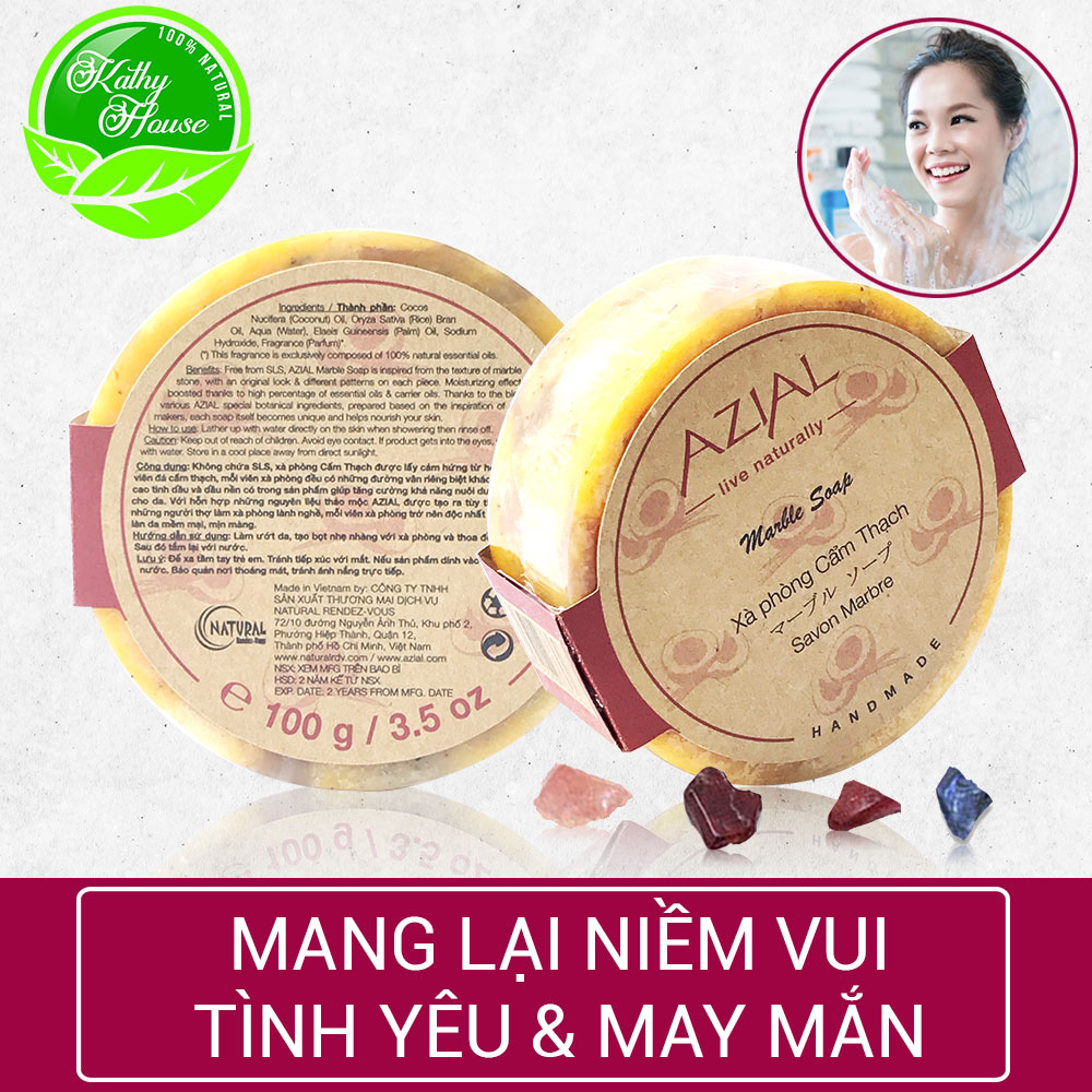 Xà phòng cẩm thạch Azial Marble Soap, thảo mộc 100% thiên nhiên, tẩy tế bào chết, dưỡng ẩm, làm mềm da