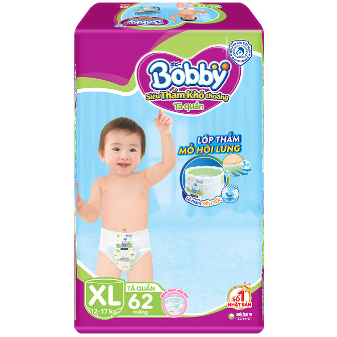 Tã Quần Bobby Ultra Jumbo XL62 Siêu Siêu Lớn (Size XL) - 62 Miếng