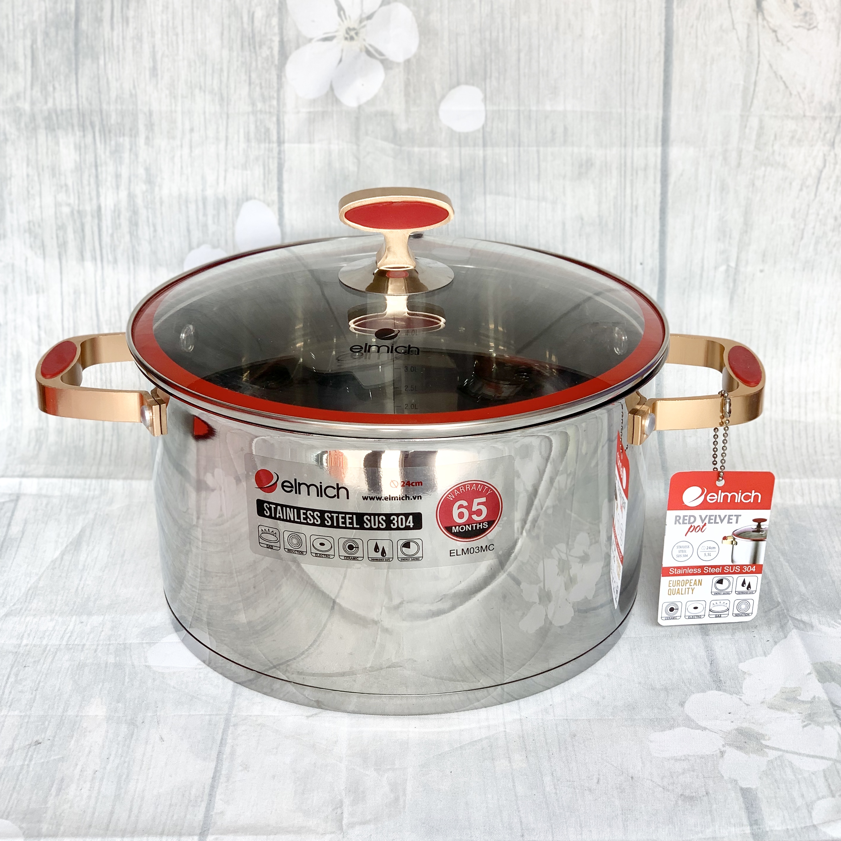 XOONG INOX 304 CAO CẤP RED VELVET - 5 LỚP ĐÁY TỪ 20CM