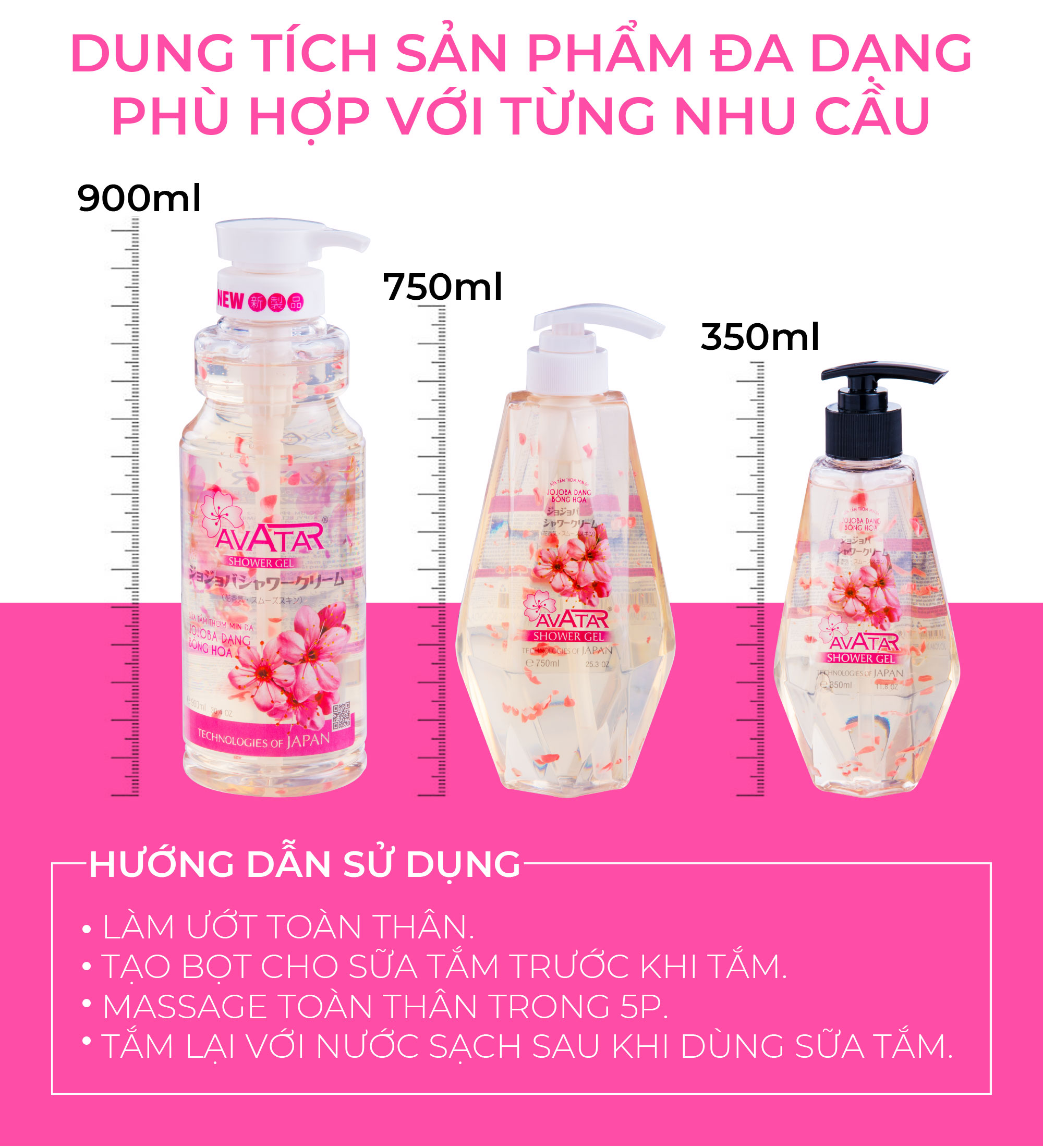 SỮA TẮM JOJOBA BÔNG HOA AVATAR  CHO LÀN DA TRẮNG THƠM TOÀN DIỆN 750ML