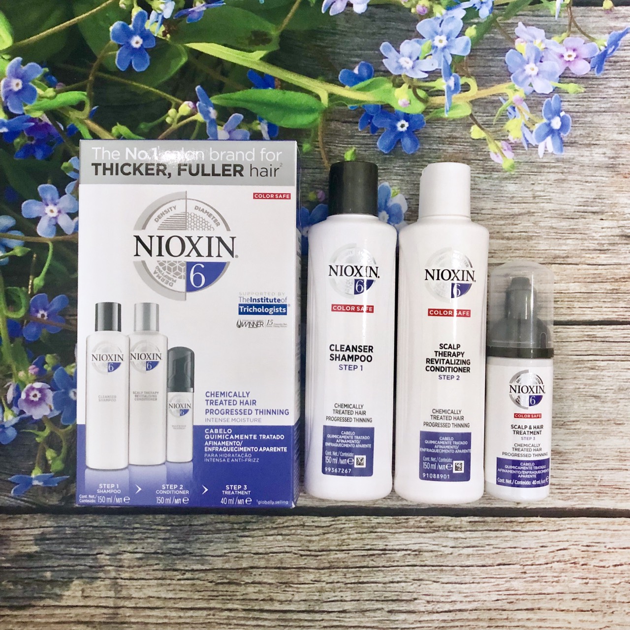 Bộ dầu gội xả Nioxin 6 Chemically Treated Hair Progressed Thinning Travel Kit Cho tóc uốn duỗi tẩy có dấu hiệu thưa rụng Mỹ 150ml