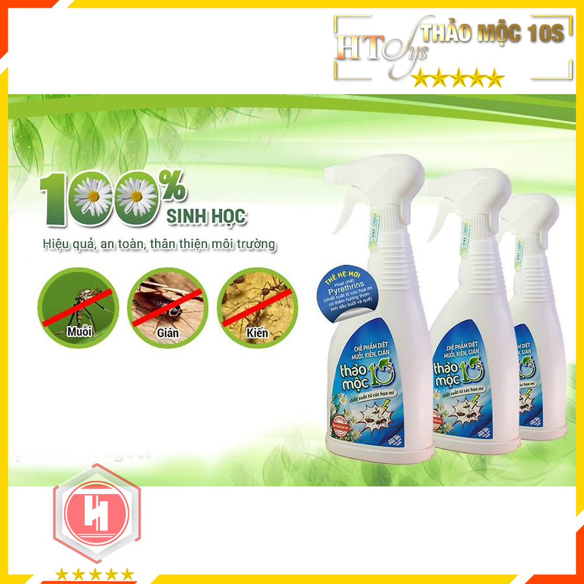 Bình xịt diệt côn trùng muỗi, kiến, gián,mối HT SYS - Thảo Mộc 10S - 500ml