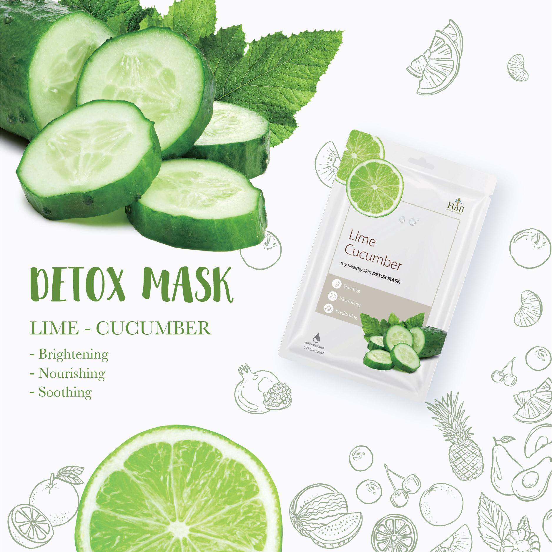 Mặt Nạ Dưỡng Da Cải Thiện Sắc Tố HNB - Chiết Xuất Dưa Leo &amp; Chanh Tươi ( Lime &amp; Cucumber )