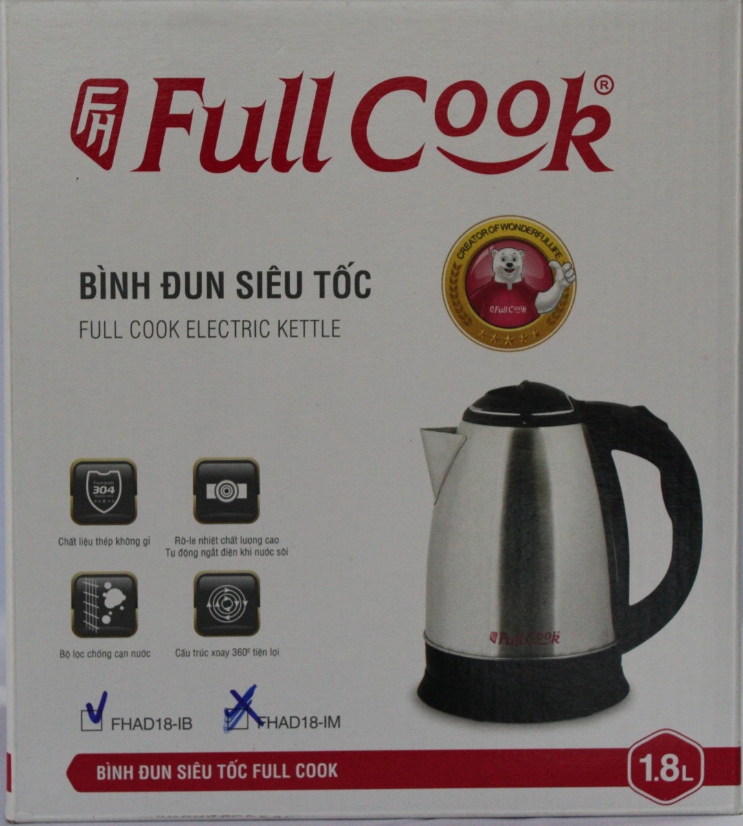 Ấm Siêu Tốc Inox Full Cook (1,8 lít) - Hàng Chính Hãng