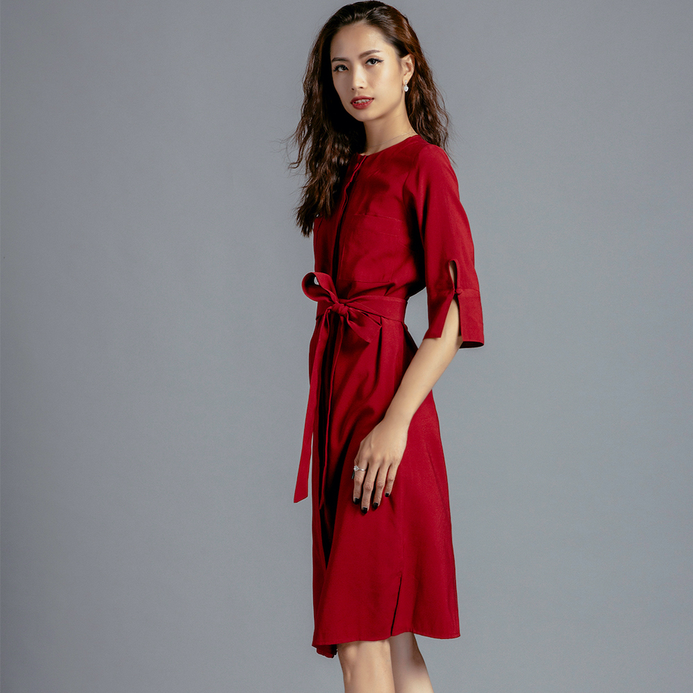 Đầm Sơ Mi Đầm Suông Thời trang thiết kế Hity DRE105 (Đỏ Auburn)