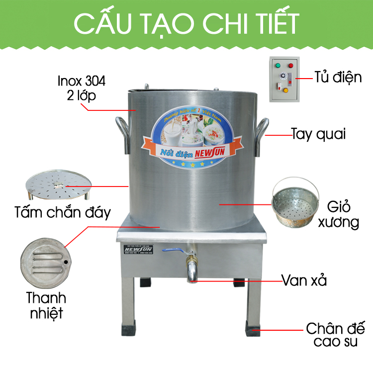 Nồi Nấu Phở Tủ Điện Rời 120L - Hàng chính hãng