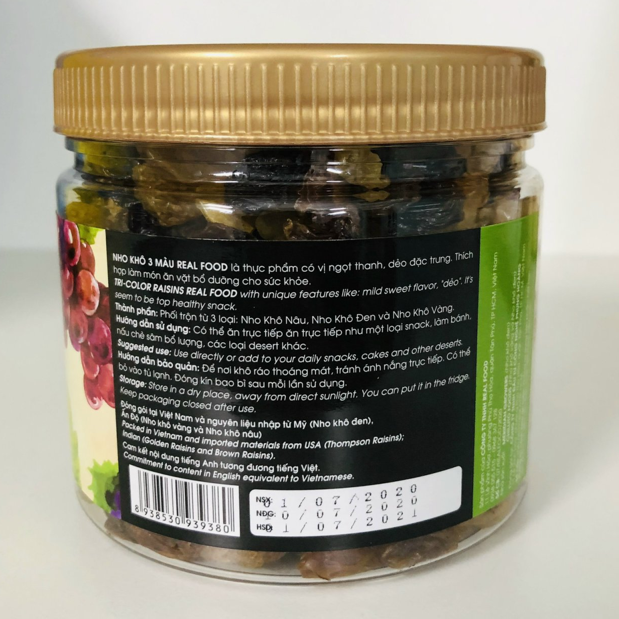 [QUÀ TẾT] 350G Nho Khô 3 Màu Real Food (Mix Raisin)