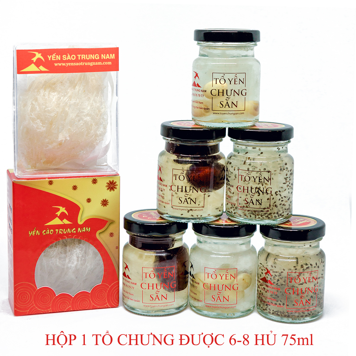 Tổ Yến Sào Tinh Chế (8g/Hộp) (Tổ Yến làm sạch/Tổ Yến Sạch chế biến từ Tổ Yến Thô /Tổ Yến còn lông) Yến Sào Trung Nam