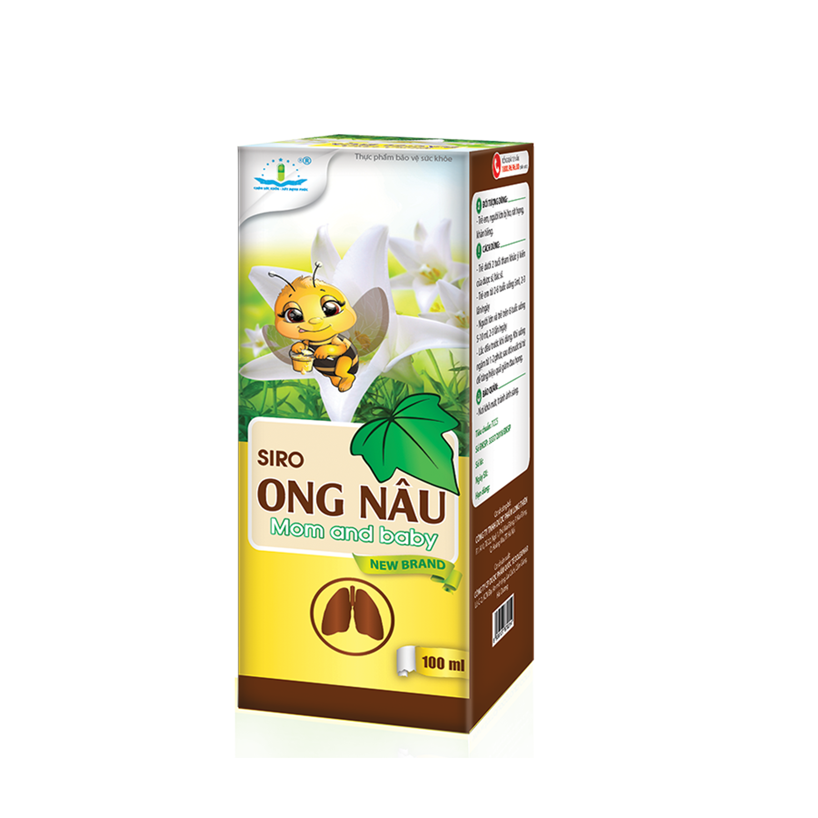 SIRO ONG NÂU MOM AND BABY NEW BRAND (Chai 125 ml) Hỗ Trợ Giảm Ho, Đau Họng, Rát Họng, Khản Tiếng, Bổ Phổi, Ích Phế, Long Đàm