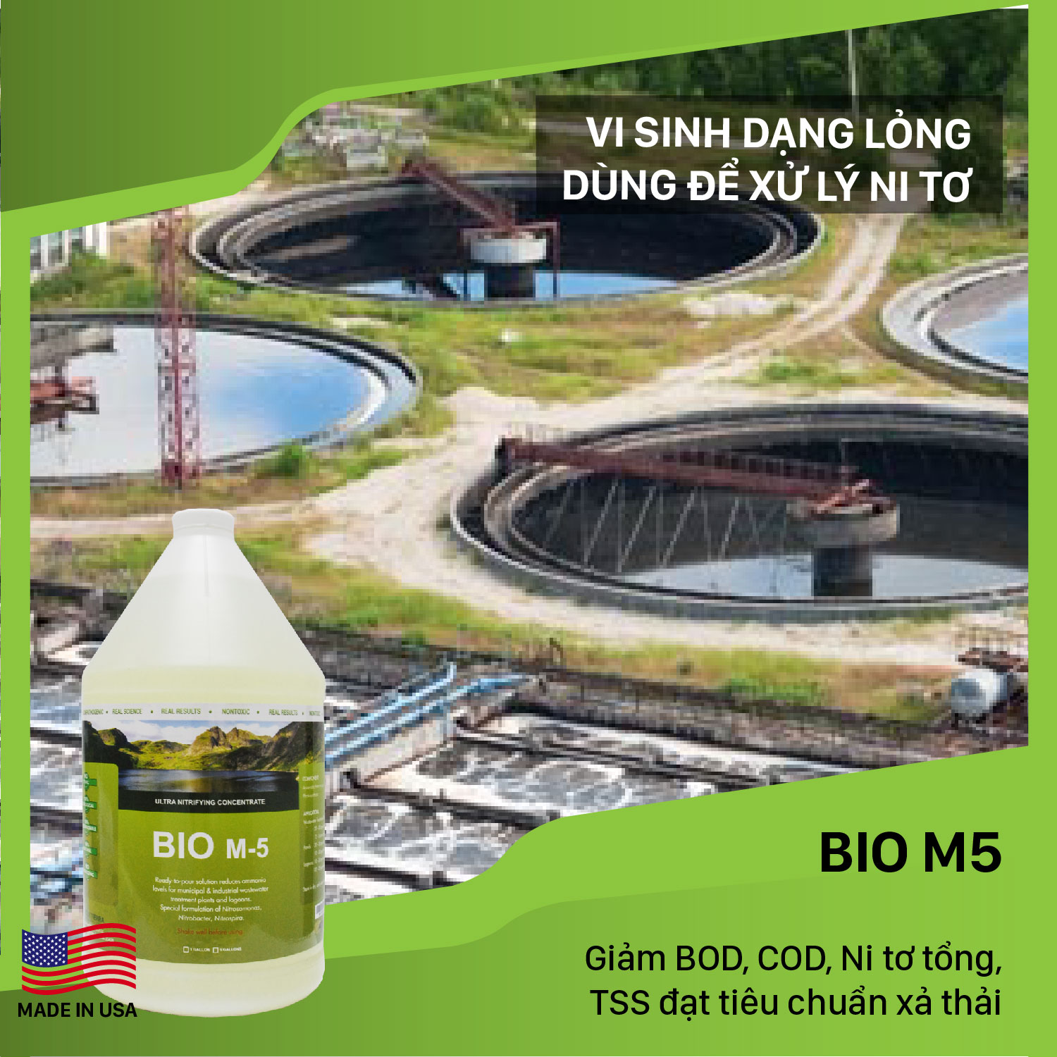 Bio M5 - Vi sinh xử lý Ni tơ cao vượt ngưỡng trong nước thải (vi sinh dạng lỏng)