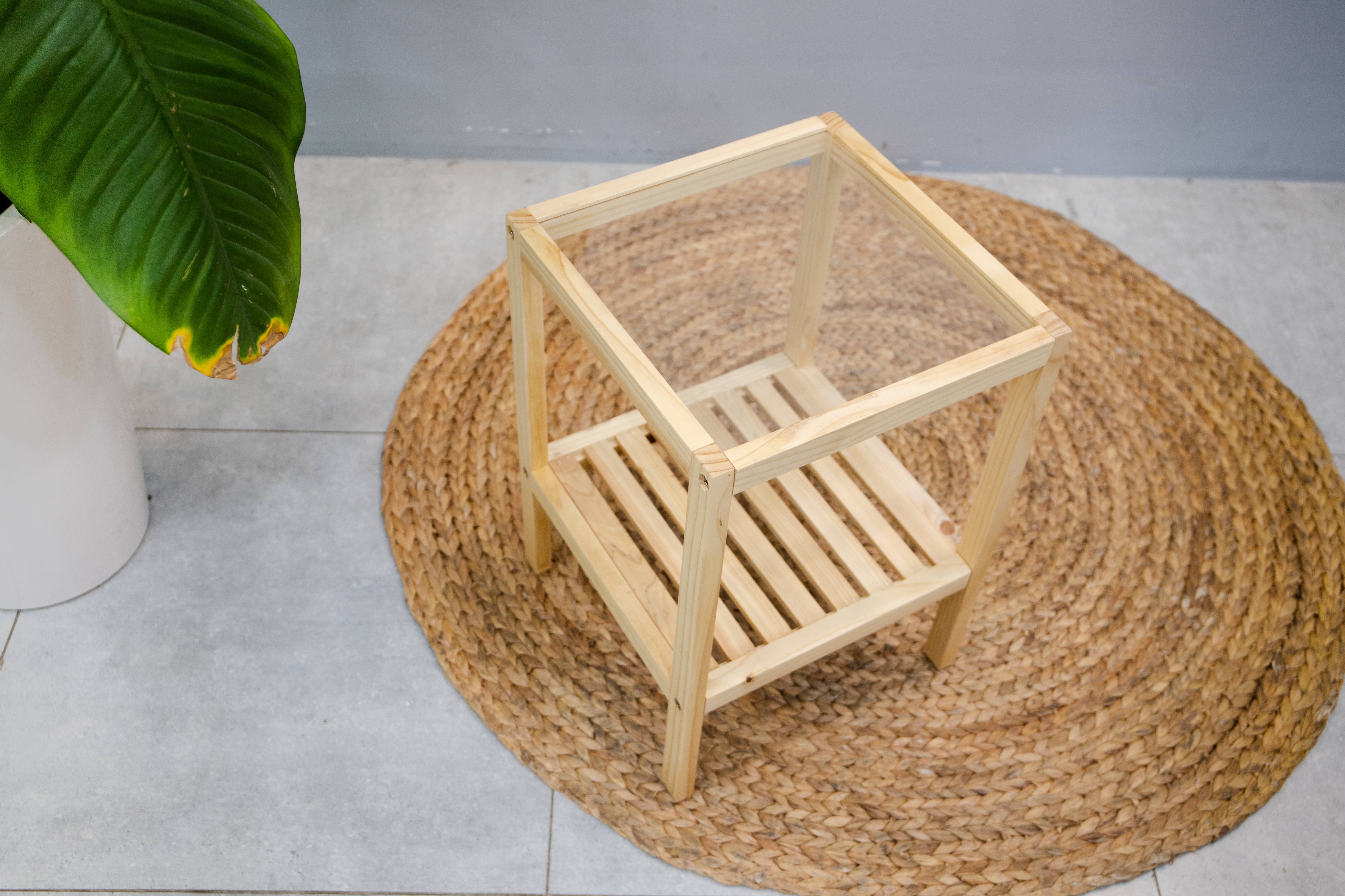 KỆ GƯƠNG GỖ ĐẦU GIƯỜNG MÀU GỖ - GLASS SHELF NATURAL