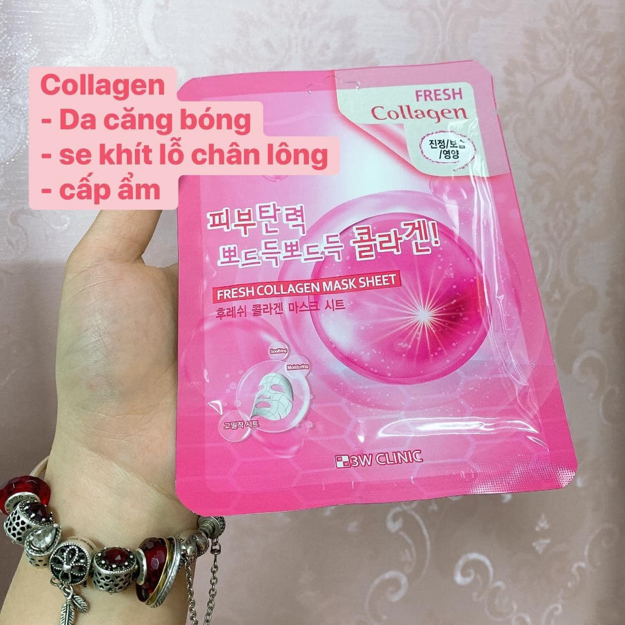 Combo 10 Túi Mặt nạ giấy -Mặt nạ dưỡng da chiết xuất từ Collagen 3W Clinic Hàn Quốc 23mlx10