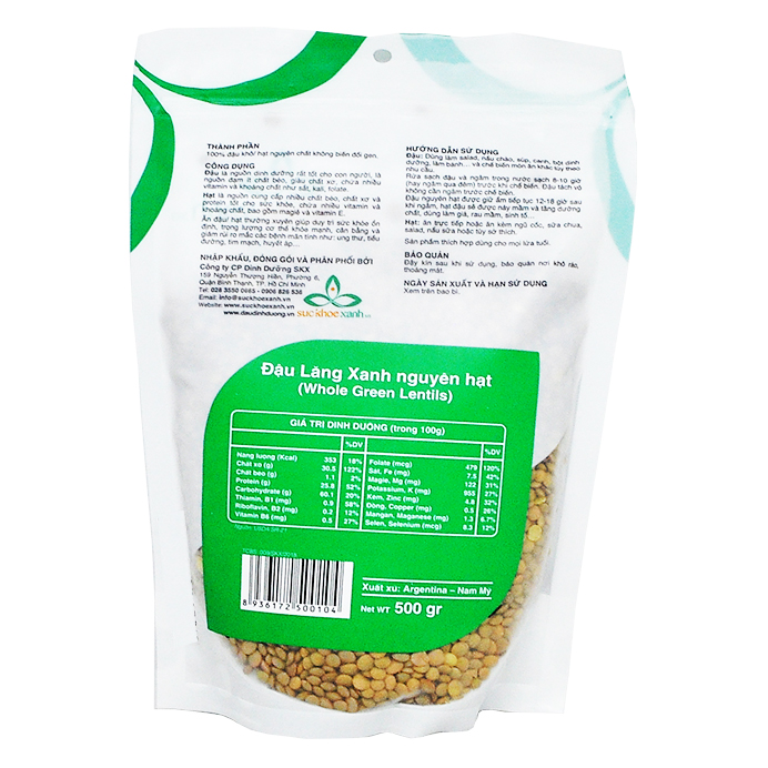 Đậu Lăng xanh (Green Lentil) nhập khẩu từ Canada
