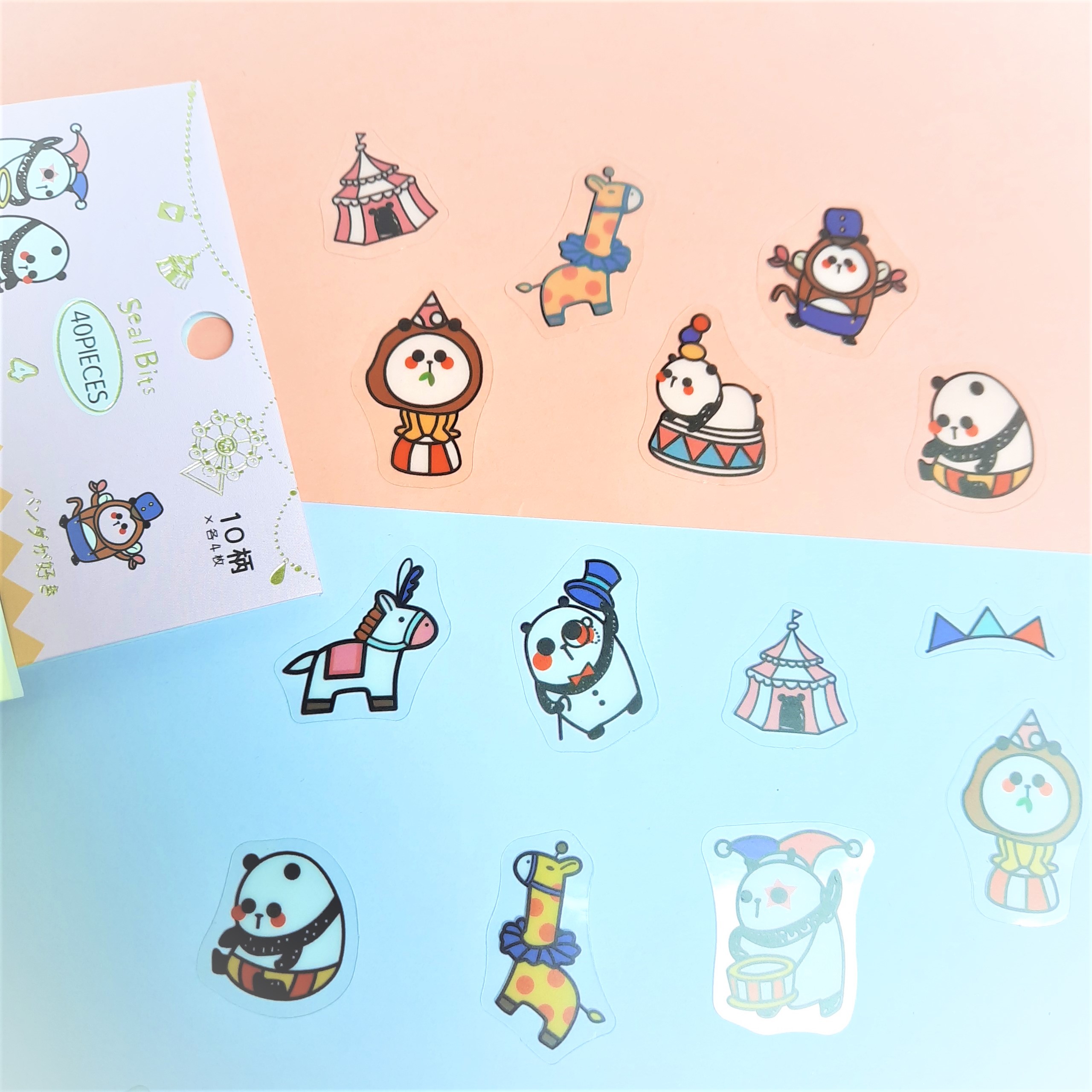 Combo 2 Bộ 40 Sticker Hình Dán Mini Gấu Trúc