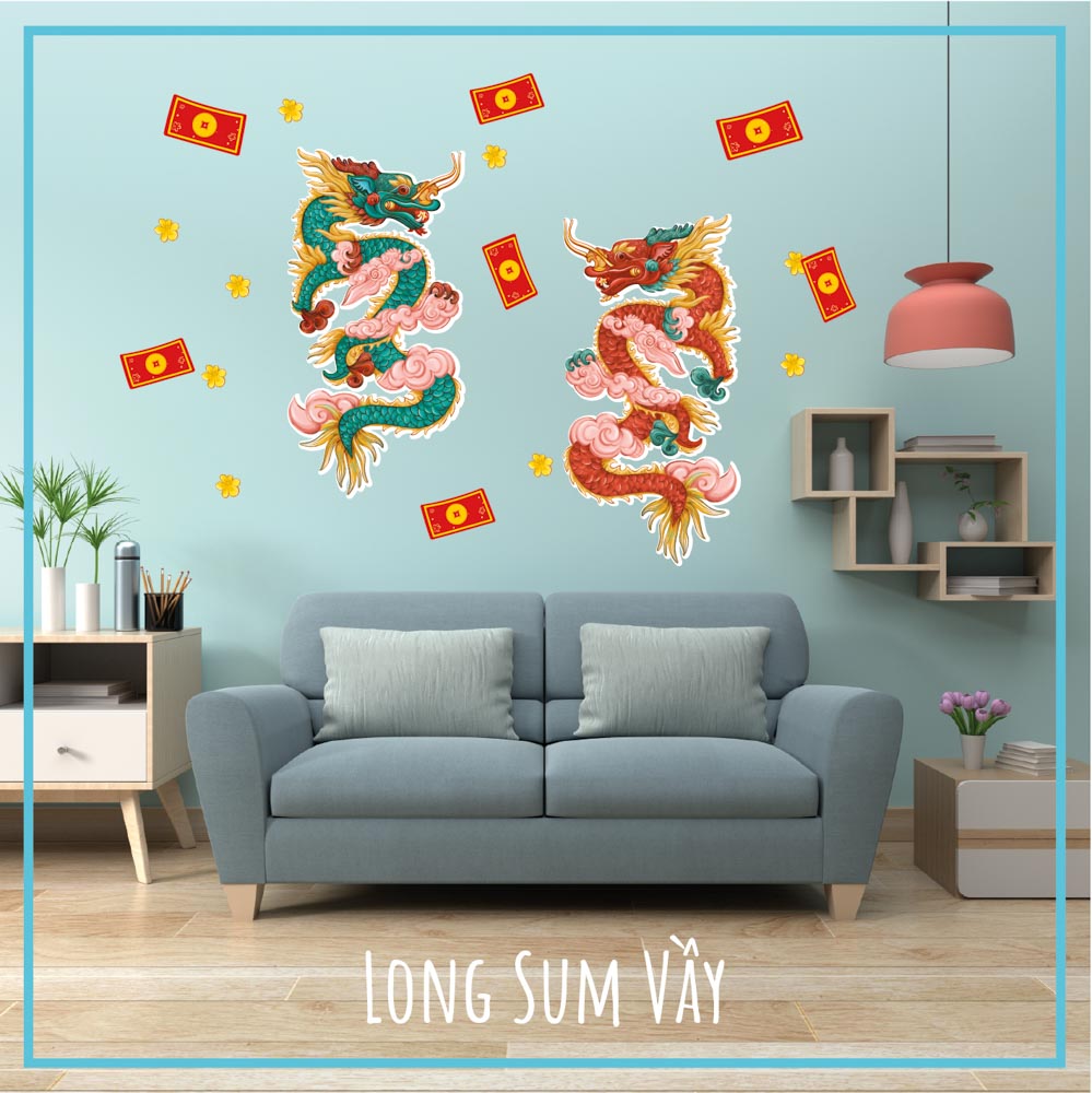 Long Sum Vầy - Bộ 2 tấm 40x80cm decal trang trí tết