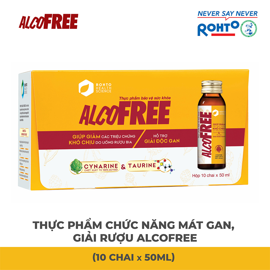 Thực Phẩm Chức Năng Mát Gan Giải Rượu Phục Hồi Sức Khỏe AlcoFree RMV-FF-AF10 (Hộp 10 Chai x 50ml)