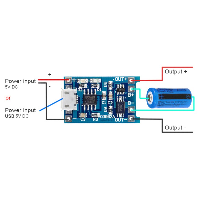 Hình ảnh Mạch Sạc Pin Li-ion 18650 3.7v TP4056  TC4056 Có Bảo Vệ Mạch Sạc Pin 1S