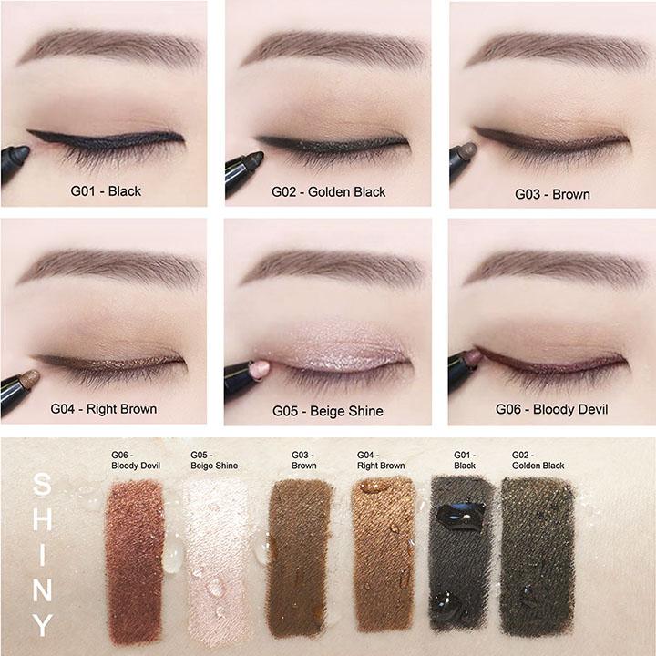 Chì kẻ mắt không trôi shiny water proof long wear gel pencil liner