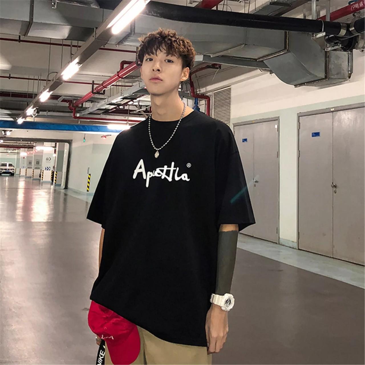 Áo Thun Nam Tay Lỡ Unisex cổ Tròn chất liệu vải cotton màu đen form rộng in chữ Enternity phong cách độc chất NS074
