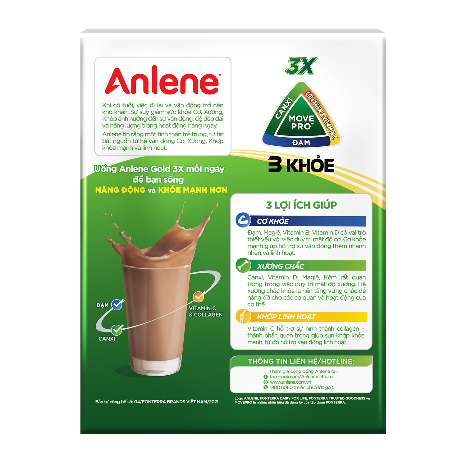 Sữa Bột Anlene Gold Movepro Hương Chocolate (Hộp Giấy 440g)