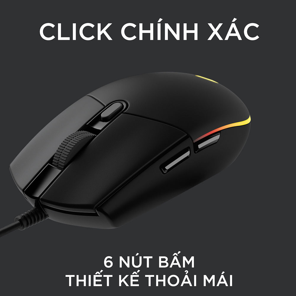 Chuột game có dây Logitech G102 Lightsync - Tùy chỉnh RGB, 6 nút lập trình, nhẹ, 8000 DPI, PC/Mac - Màu