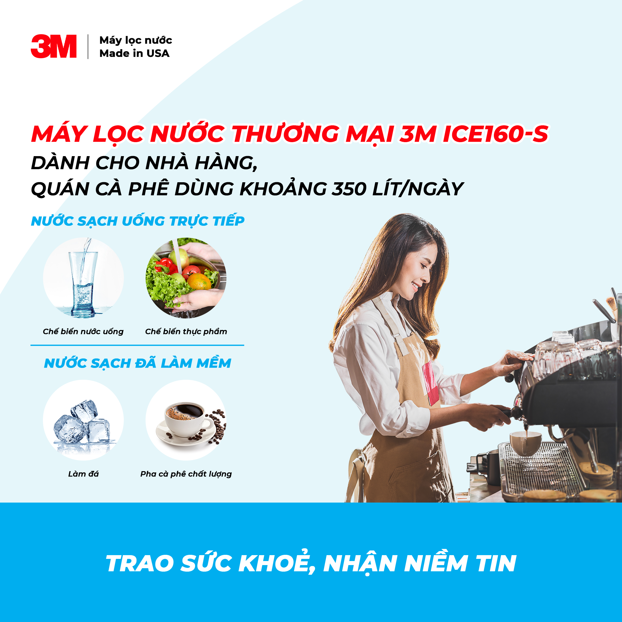 Máy Lọc Nước Dùng Trong Nhà Hàng - Quán Cafe Vừa và Nhỏ 3M ICE160-S - Công Nghệ Lọc IMPACT - Lưu Lượng Nước 12,6 Lít/phút - Công Suất Lọc 132.489 Lít - 3M Product Number ICE160-s 5616303 - Hàng Chính Hãng