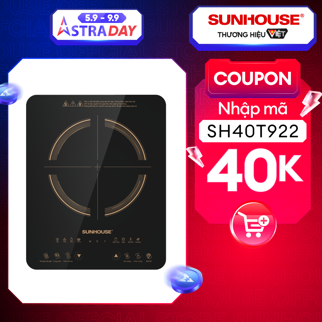 Bếp Từ Đơn Sunhouse SHD6803 (2000W) - Kèm Nồi Lẩu - Hàng Chính Hãng
