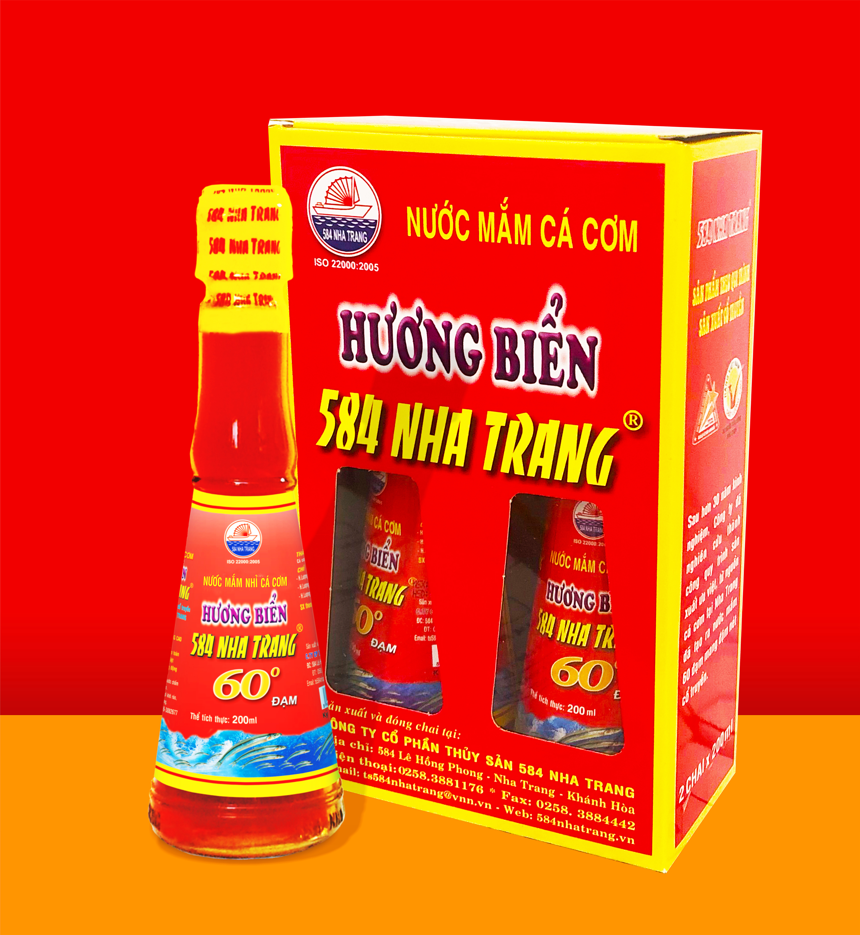 Thùng 6 Chai Nước mắm Nhỉ Cá cơm 584 Nha Trang - 60 độ đạm - Chai thủy tinh 510ml