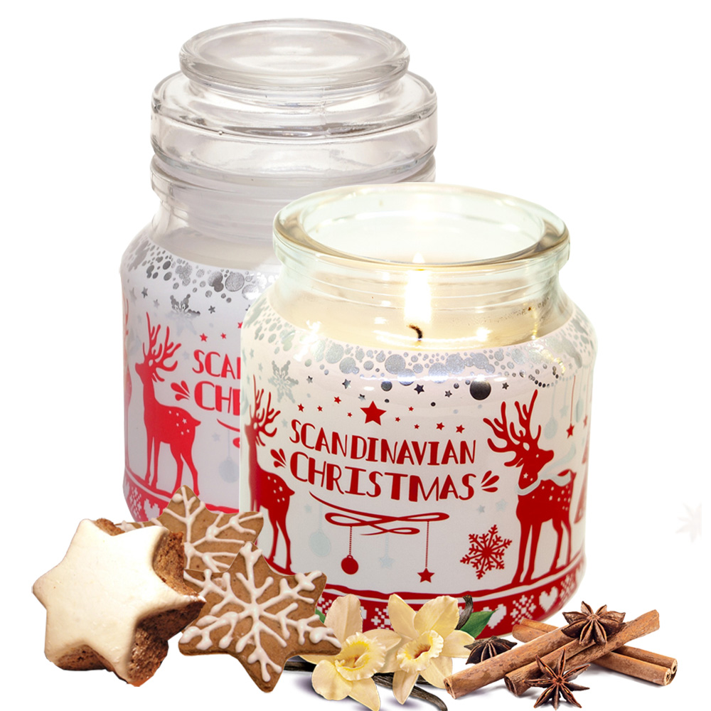 Hũ nến thơm tinh dầu Bartek Scandinavian Christmas 130g QT06657 - gừng, táo, quế (giao mẫu ngẫu nhiên)