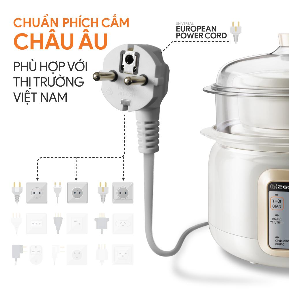 Nồi Hầm Cháo Cách Thủy 2 Tầng 2GOOD A600 (1.5L) - Hàng Chính Hãng