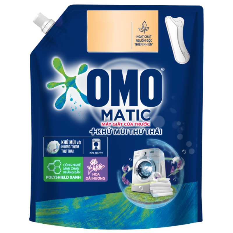 Túi Nước Giặt Omo Matic Comfort Cho Máy Giặt Cửa Trước Hương Lavender Khử MùI Thư TháI 2.9Kg