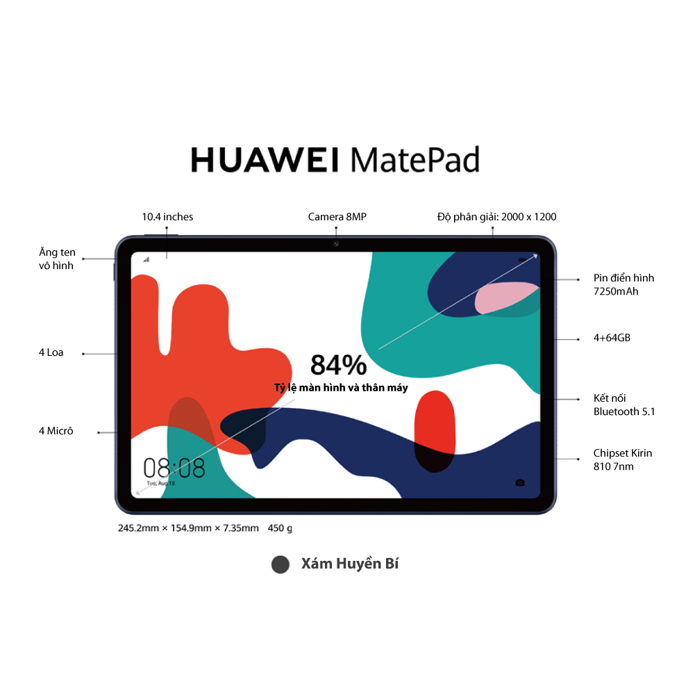 Máy tính bảng Huawei Matepad | Màn hình 2K FullView | Hiệu suất mạnh mẽ | Âm thanh vòm sống động | Hàng phân phối chính hãng