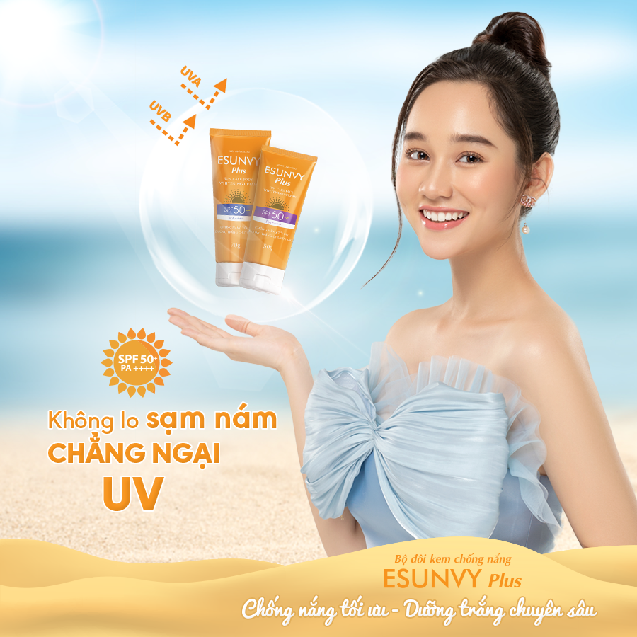 BỘ ĐÔI KEM CHỐNG NẮNG ESUNVY PLUS. CHỐNG NẮNG TỐI ƯU – DƯỠNG TRẮNG CHUYÊN SÂU - 2 Tuýp