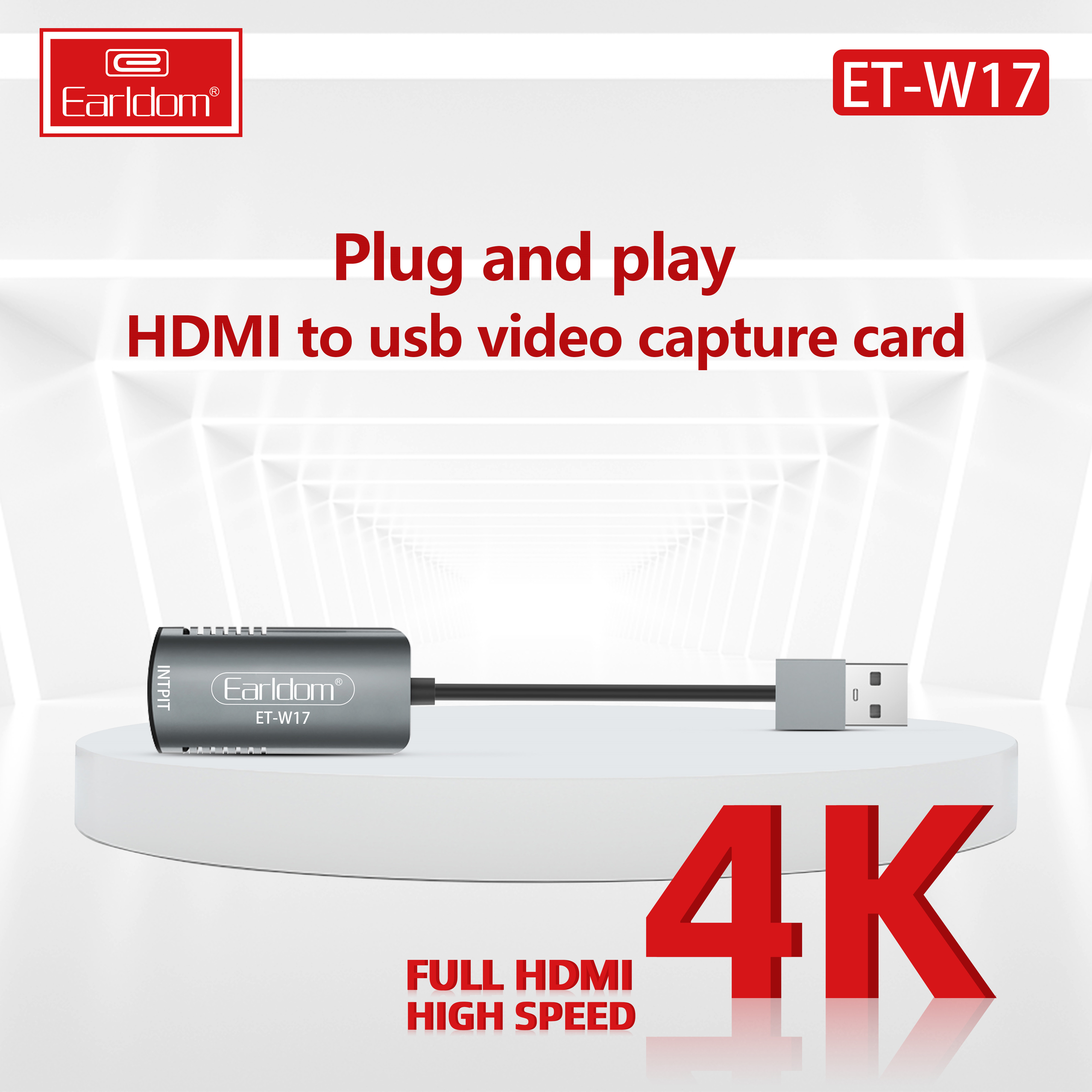 Cáp HDMI to USB 3.0 Video Capture Earldom ET-W17 - Hỗ Trợ Live Stream, Ghi Hình Từ Điện Thoại, Camera, PS4, XBOX - Hàng Chính Hãng