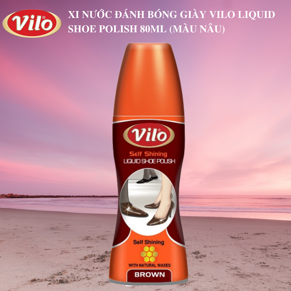 Xi nước đánh bóng giày Vilo liquid shoe polish 80ml (màu nâu)