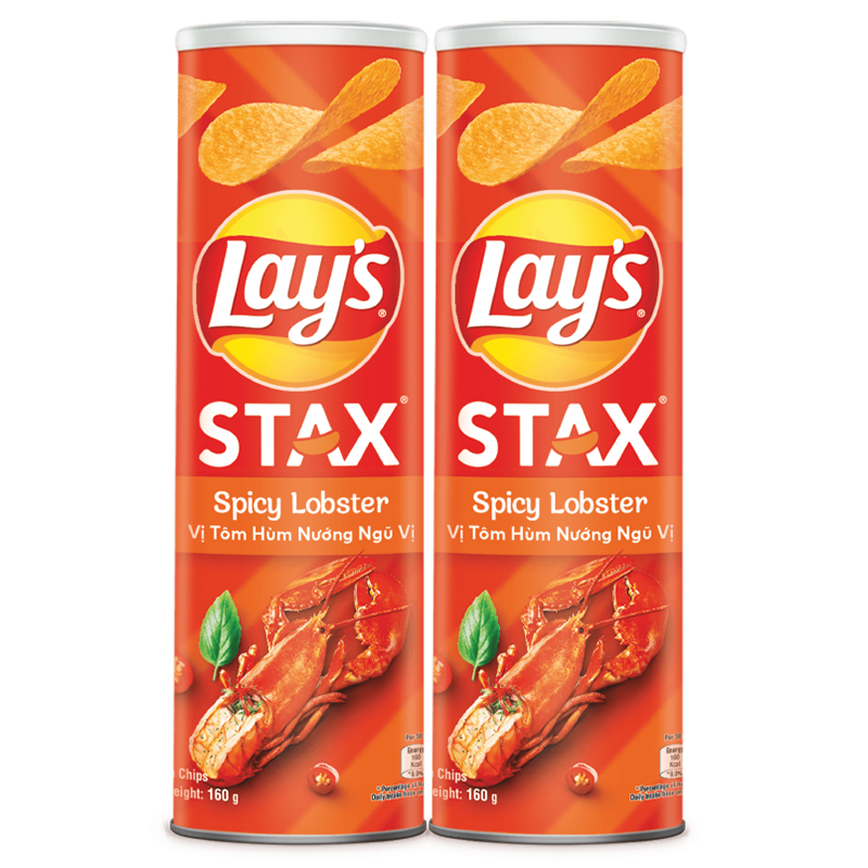 Combo 2 Bánh snack khoai tây miếng Lay's Stax vị tôm hùm nướng ngũ vị 160g