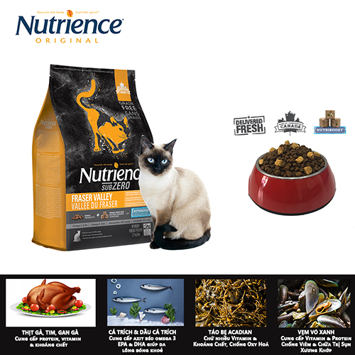 Thức Ăn Tự Nhiên Cho Mèo Nutrience SubZero Thịt Gà Và Cá Hồi