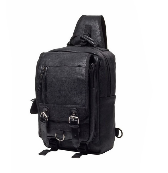 Men'S Vintage Men'S Chest Bag Textured Soft Leather Multi-Function Crossbody Shoulder Messenger Bag