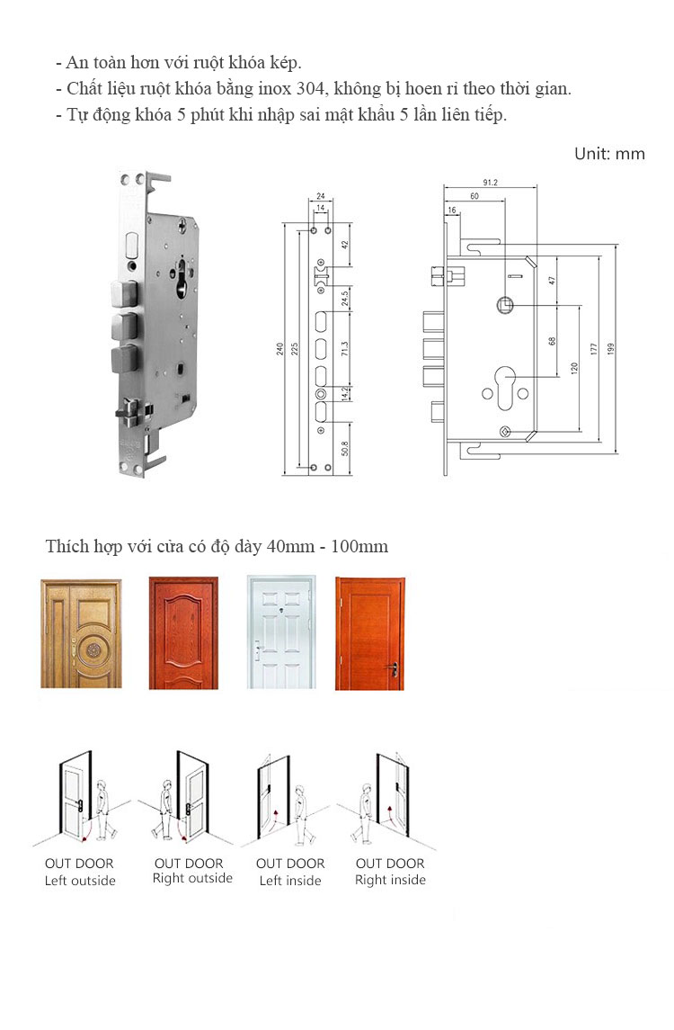 Khóa cửa thông minh 4 chức năng