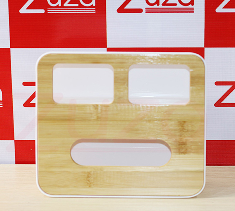 Hộp giấy rút mặt gỗ 3 ngăn đặt bàn cao cấp