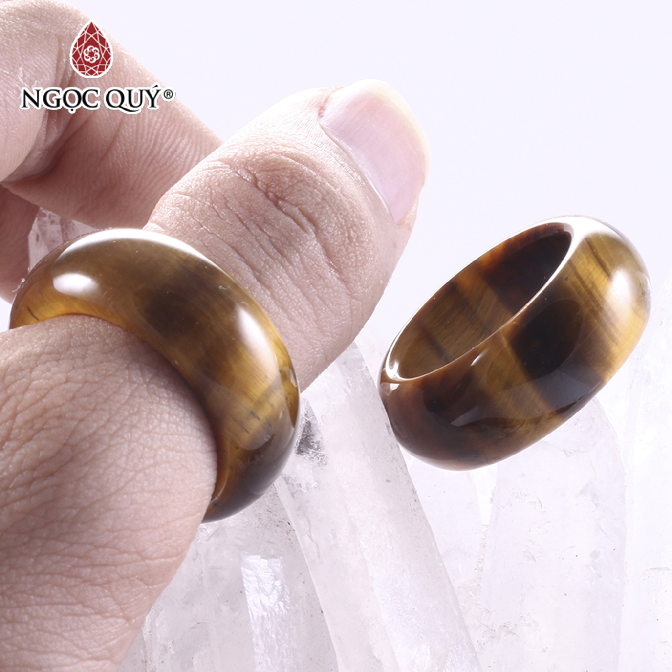 Nhẫn nam đá thạch anh mắt hổ vàng nâu ni 21 mệnh thổ, kim - Ngọc Quý Gemstones