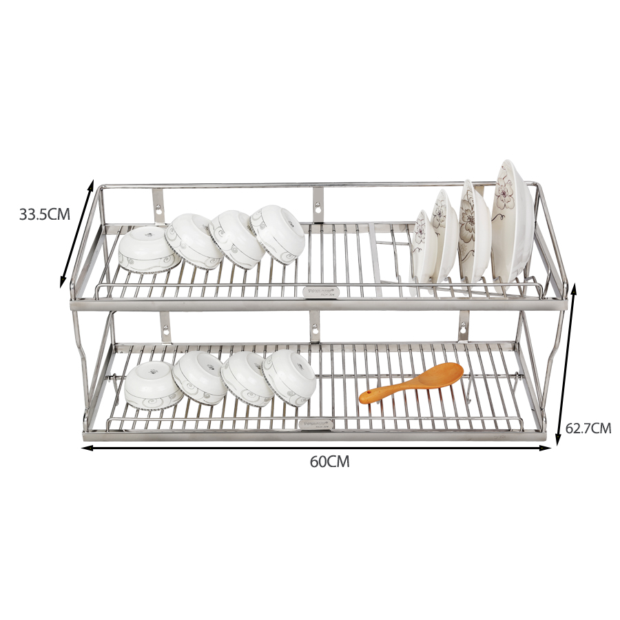 Kệ sóng chén 2 tầng bắt vít có khay inox 304 TOVASHU nhiều kích cỡ