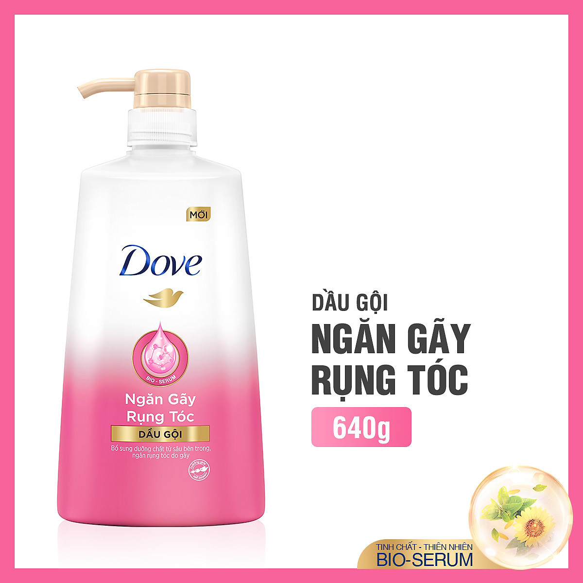 Dầu Gội 640g Dove Ngăn Gãy Rụng Tóc Tinh chất thiên nhiên Bioserum cho tóc chắc khỏe x5