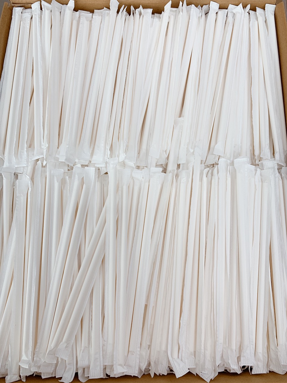 2000 ống hút giấy cao cấp Clean Paper Straw có bọc giấy- take away màu trắng