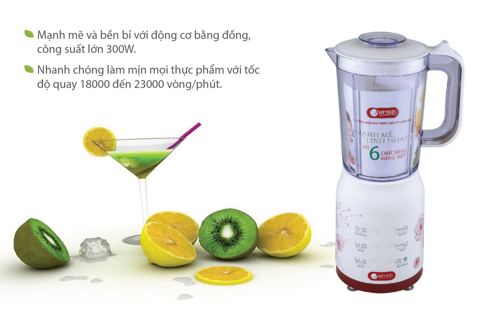 [Elmich BLE-7953] MÁY XAY SINH TỐ ĐA NĂNG 1,2L - 300W