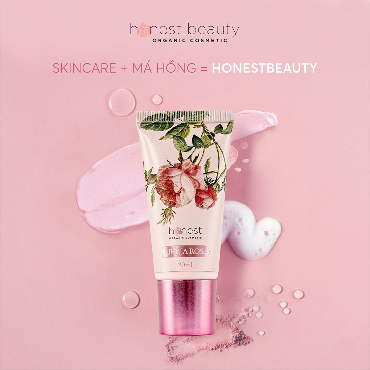 Kem dưỡng da hữu cơ tạo má Hồng tự nhiên không make up HONEST BEAUTY LIKE A ROSE