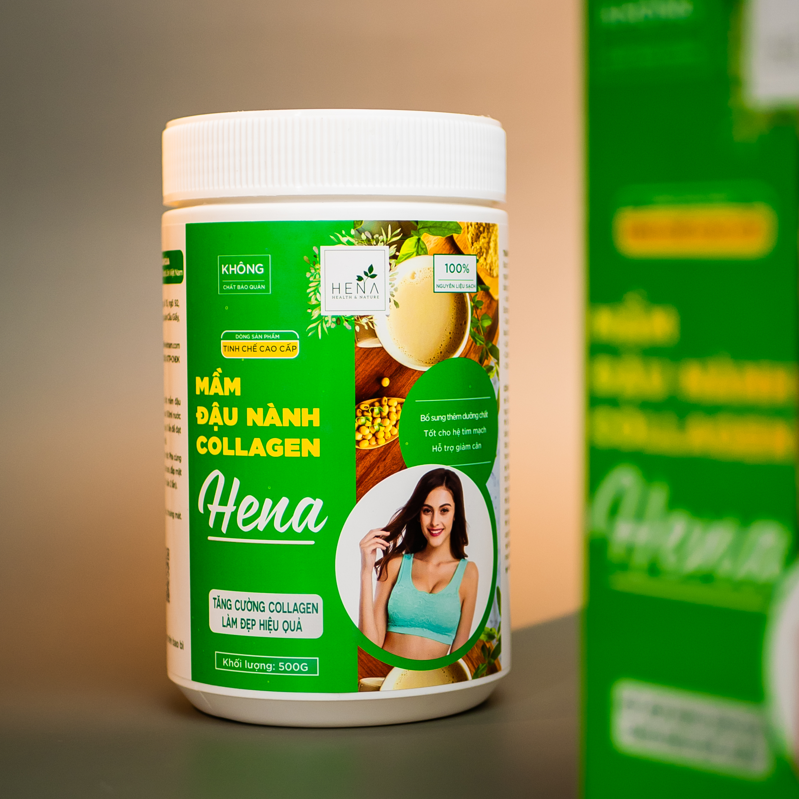 Mầm Đậu Nành Collagen Hena 500g - Bột Mầm Đậu Nành Tinh Chế Nguyên Xơ Cao Cấp với 100% Nguyên Liệu Hữu Cơ - Tăng Vòng 1 Siêu Tốc - Đã Kiểm Nghiệm và Công Bố Chất Lượng - Sản Phẩm Chính Hãng